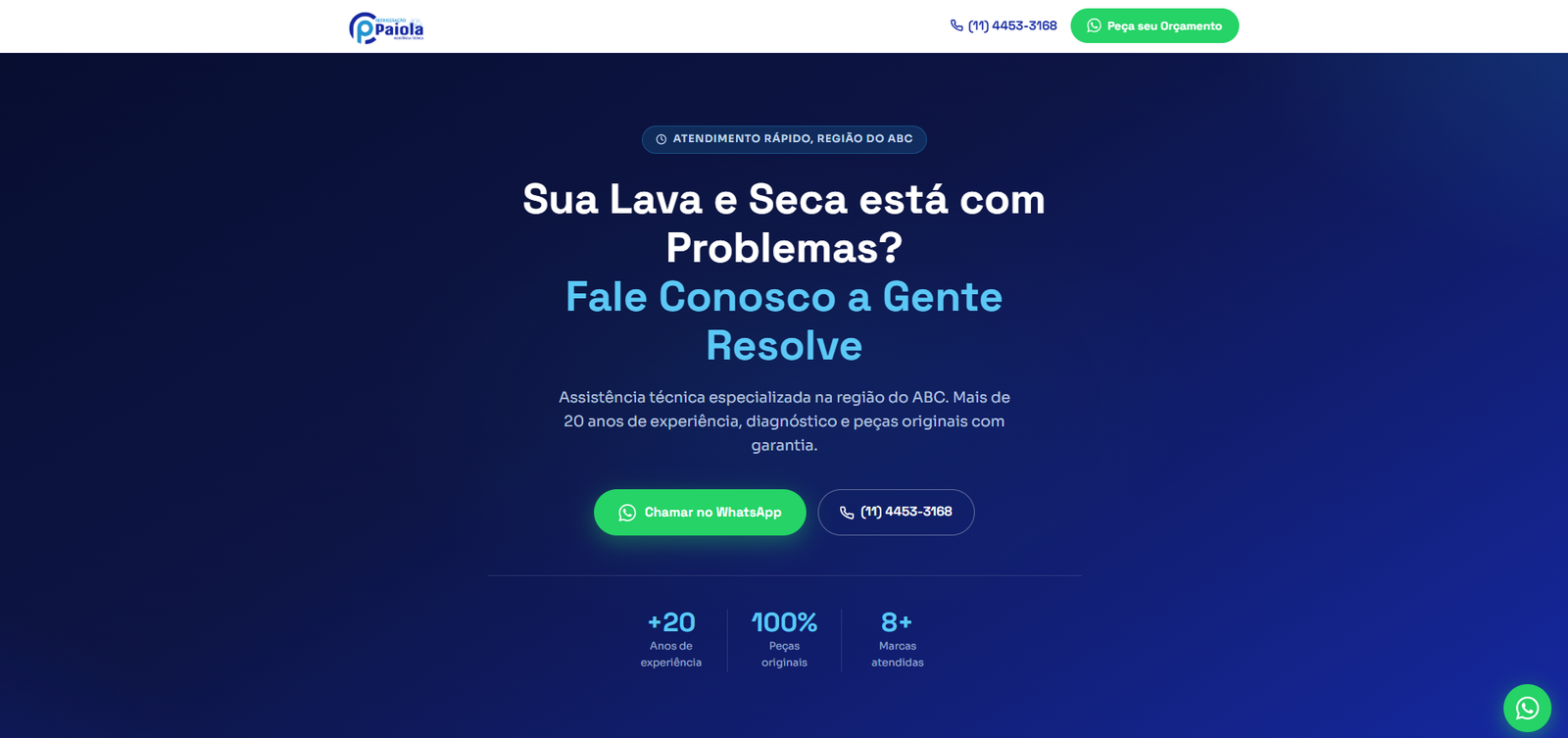 Preview do site Lava e Seca - Refrigeração Paiola